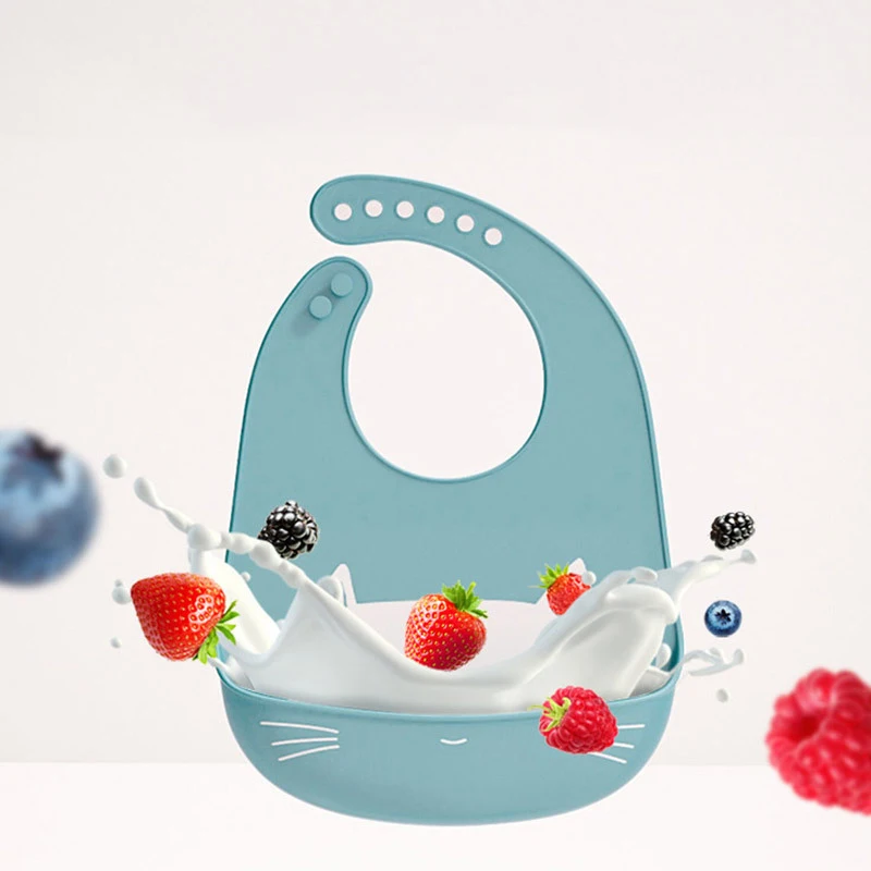 Custom Food Grade Silicone  Cartoon  Bibs Set Baby Food Supplement Tableware Waterproof Silicone Bib Baby Bibs For Christmas