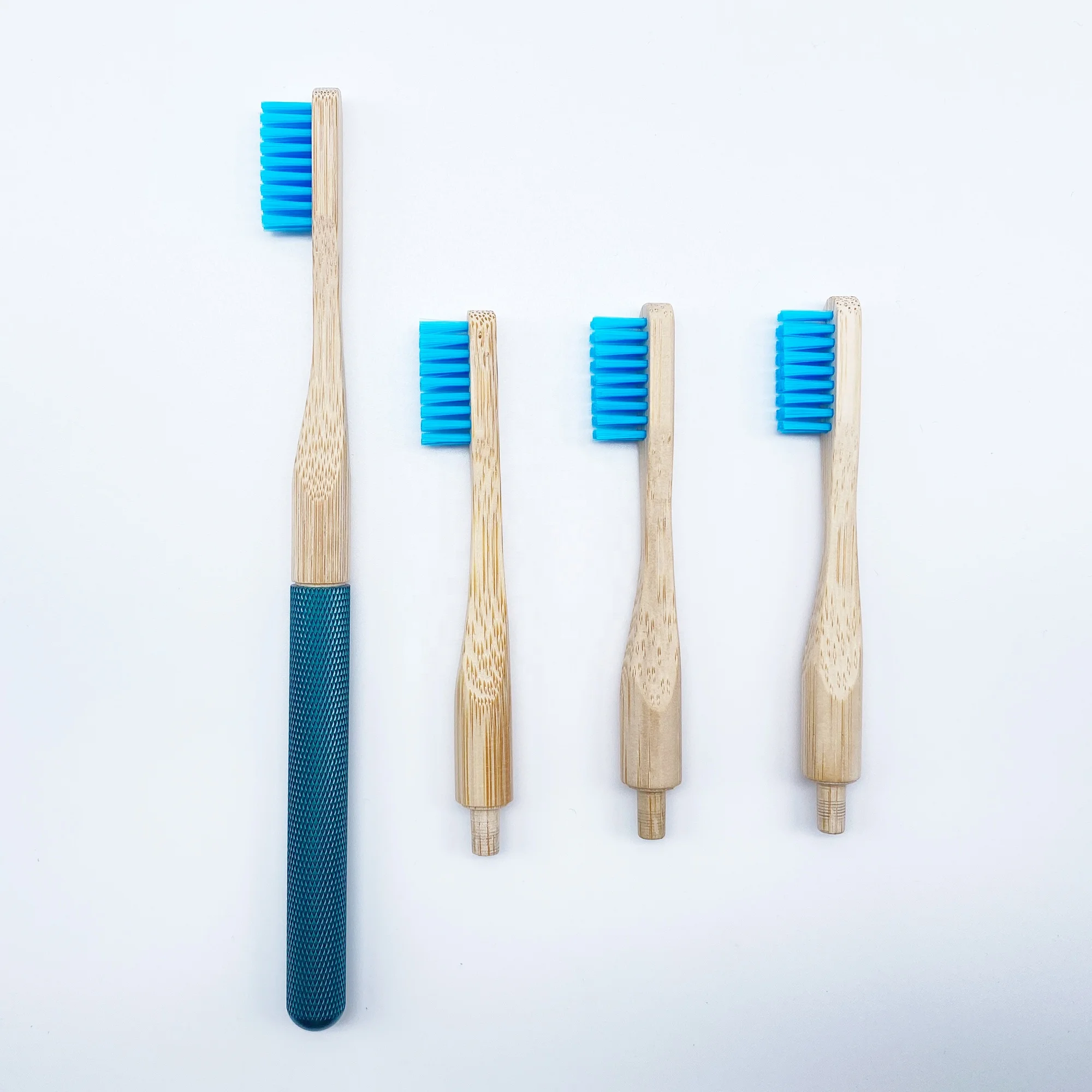 2022 Aluminium Bamboo Toothbrush, Metal Handle Bamboo Toothbrush With Replacement Brush Head
