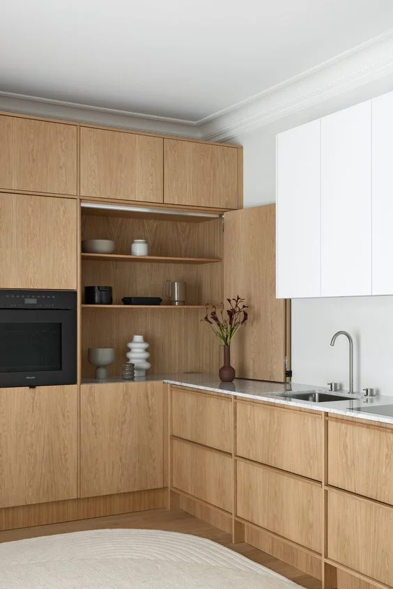 Vermonhouzz classic kitchen cabinet direct kitchen cabinet and vanities oak wood veneer japandi style kitchen cabinets