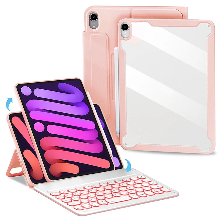 Magnetic Clear Tablet Keyboard Case For iPad Mini 6 Cover 8.3 Inch 2021 With Wireless Backlight Keyboard