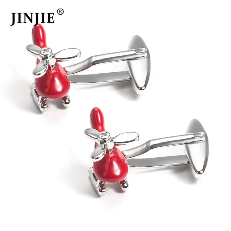 Wholesale Chinese factory red helicopter cufflinks gift for men