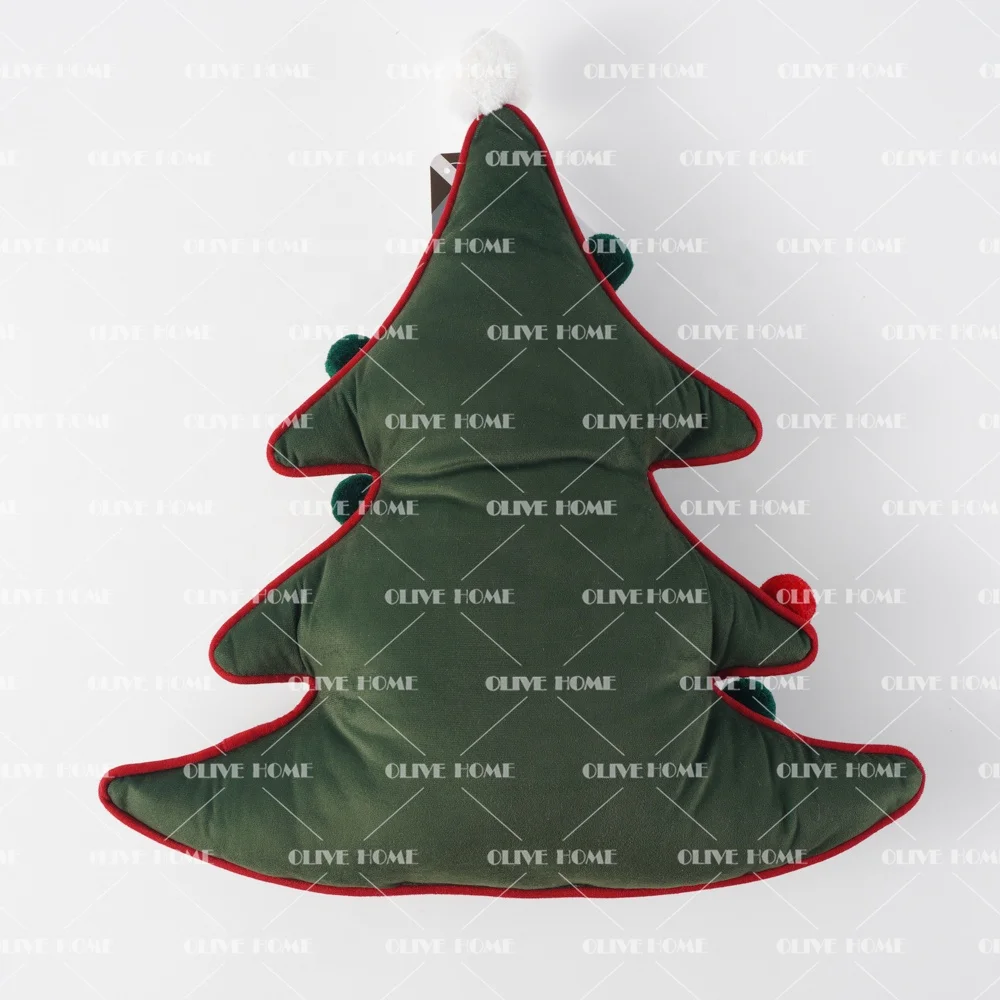 Christmas Ornaments Xmas Custom Decorative Decor Shaped Pillow Cute Tree Pillow Soft 3D Plant Shaped Cushion for Living Room
