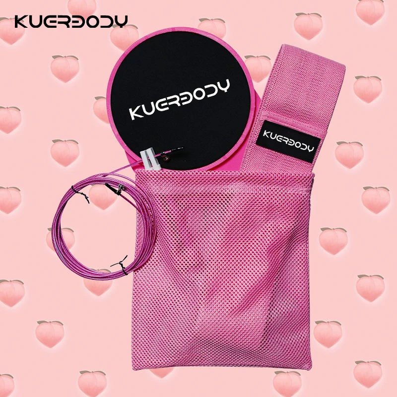Hot selling Non Slip Set 3 Packs Peach Legs And Butt Resistance Bands & Gliding Disk & Jump rope set for woman