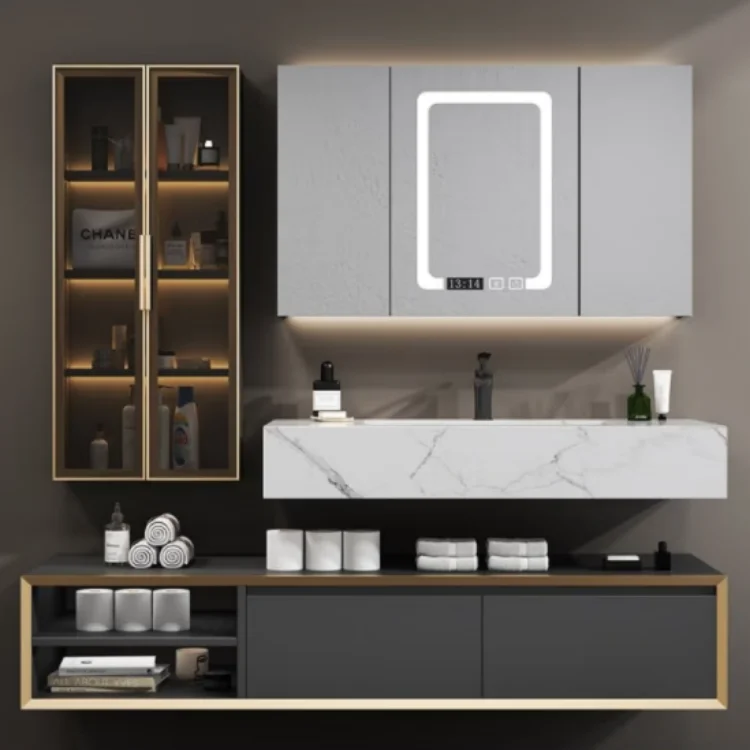 Top Grade Wholesale Single Sink Wall Mounted White/Black Painting PVC MDF Plywood Vanity Ceramic Basin Bathroom Vanity Modern