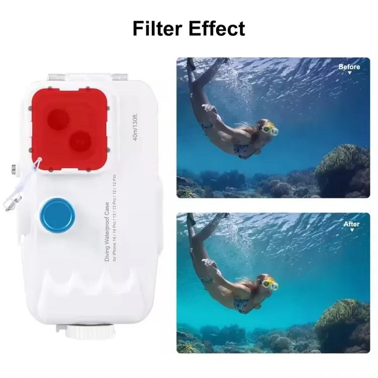SinoDiving 2024 For IPhone 14 Plus 14 13 12 11 Pro Max 40m 130ft Phone Underwater Housing Cover Waterproof Phone Diving Case