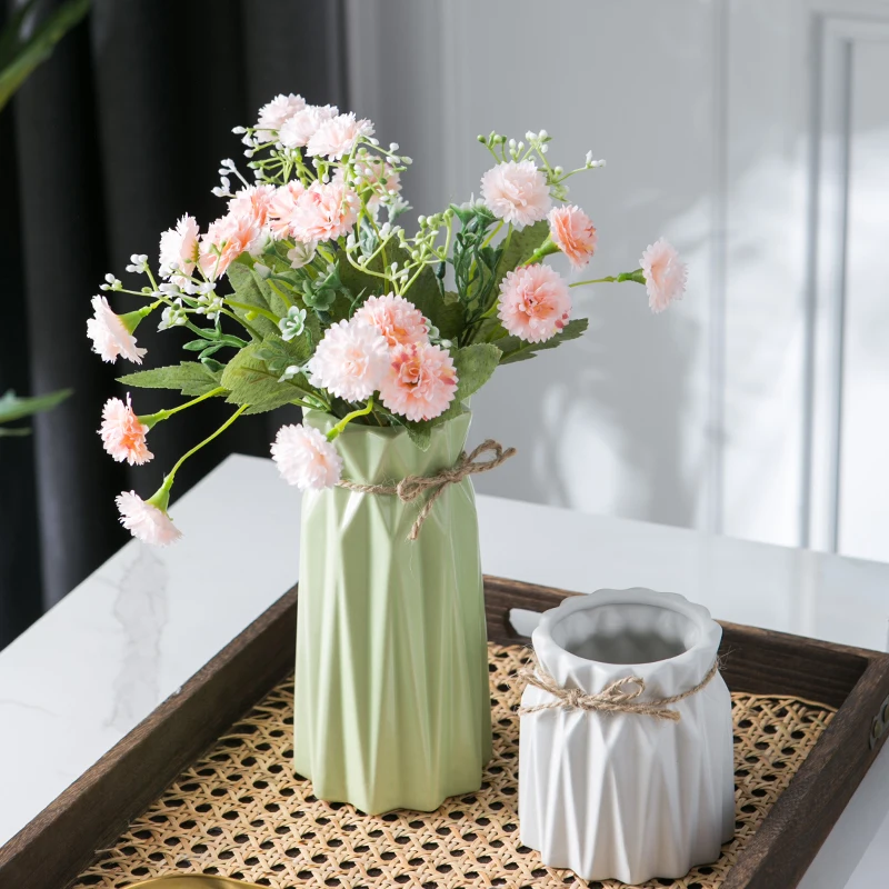 Small Creative Home Desktop Decoration Artificial Flower Bonsai Flower Vase Ceramic Hydrangea Flowers Bouquet