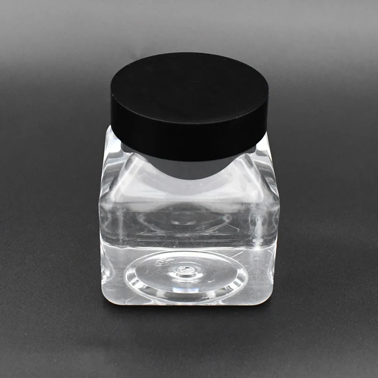 Food Grade Clear 5oz 150ml Plastic PET Food Square Jar nut jar food packaging Containers PET snack jar