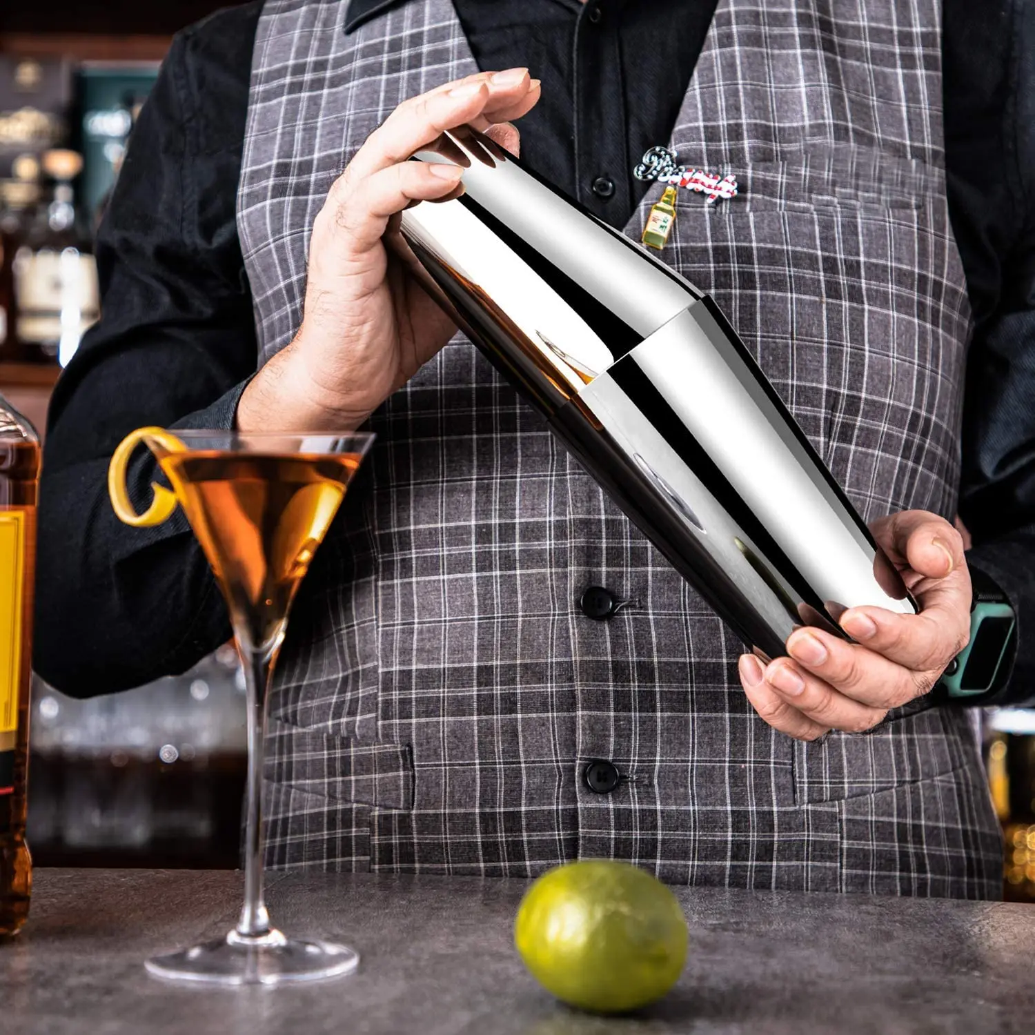 Modern Custom Logo Bartender Tool Stainless Steel Bottle French Insulated Silver Colorful Copper 750 ml Boston Cocktail Shaker