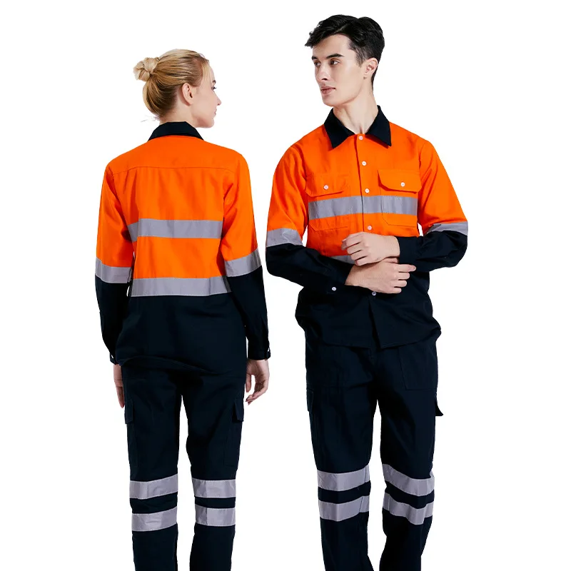 Hi Vis Unisex Work Coverall with Reflective Strips Customized Workwear Clothes