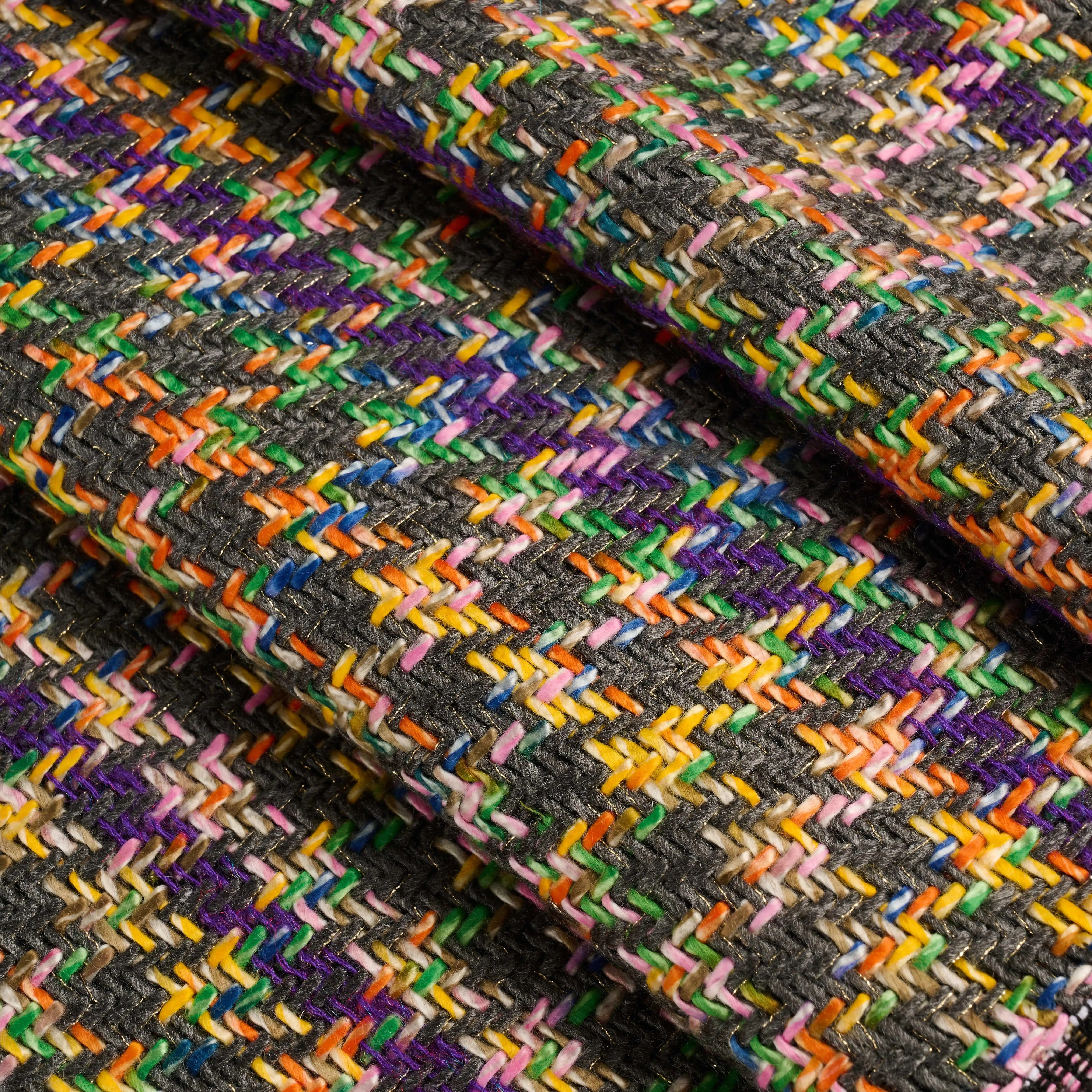 2024 New Design  Rib Pattern Tweed Fabric 23% Polyester 77% Acrylic  Blend