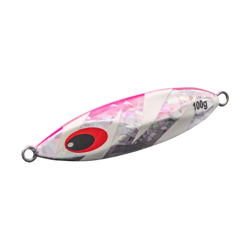 NOEBY Slow Jigging Lure 100g Spoon Glow Artificial Bait Flat Fall Jig Sea Luminous Metal Jig Fishing Lure