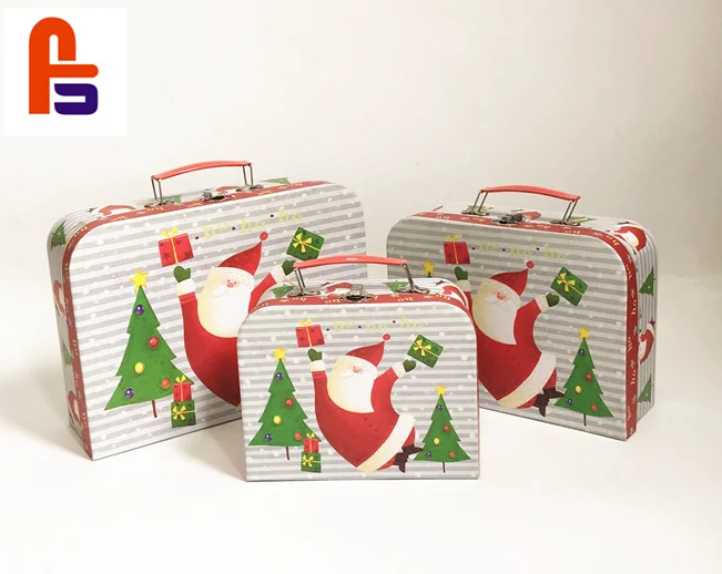 Красочная печать на заказ, Детская подарочная упаковка, жесткий картонный бумажный чемодан с ручкой