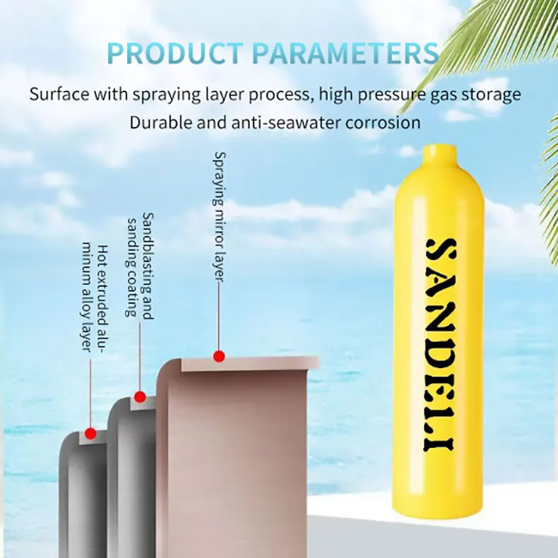 SANDELI  SD-X4000F  1L Aluminium Breathing air Cylinders diving mini air tank scuba