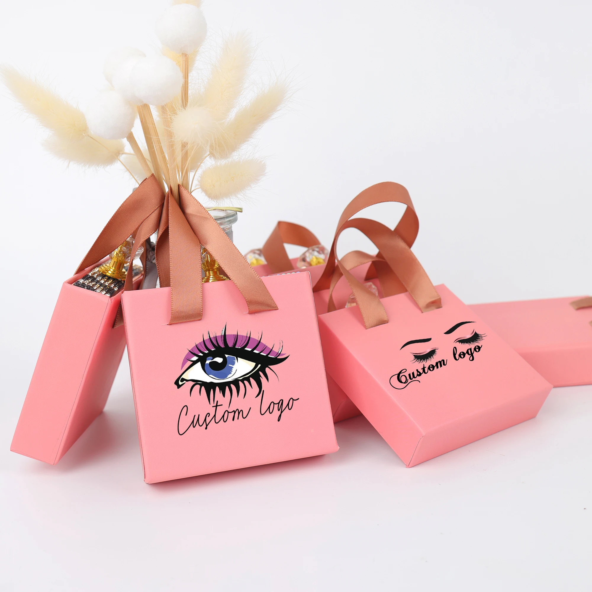 Create cute eyelash Packaging boxes Purple drawable handbag lashes Gift Boxes portable eye lash box