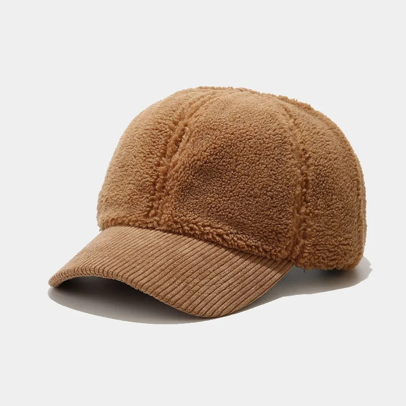 Autumn Winter New Fashion Solid Color Plush Baseball Caps Warm Duck Cap Outdoor Casual Light Plate Corduroy for Men and Women JH
