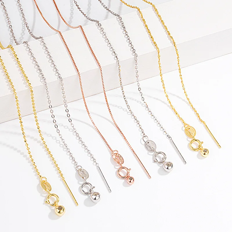 R.GEM. S925 Adjustable Chain Rose Gold White Gold Plating DIY Box Oval Snake Choker Necklace Sterling Silver