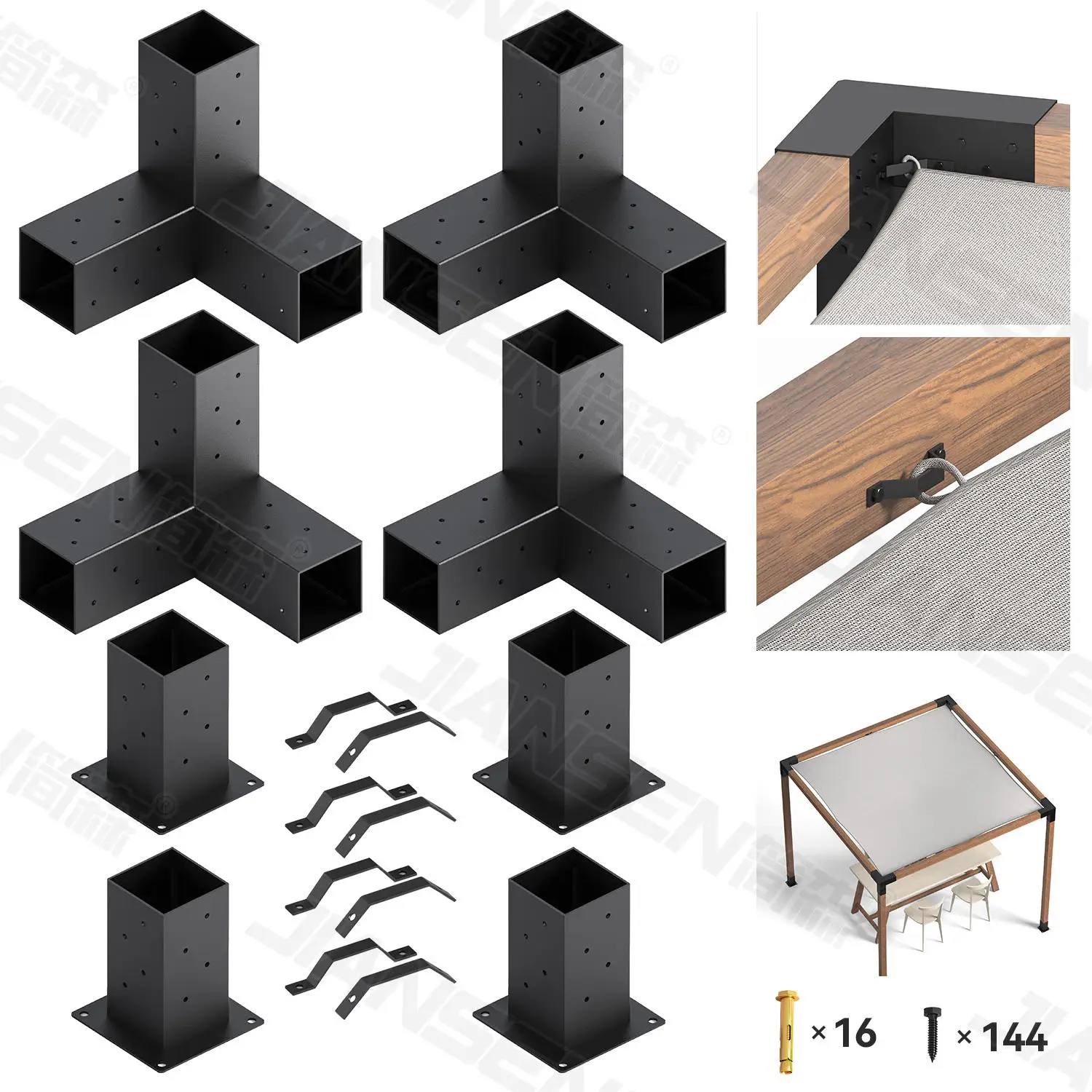 2x2 Pergola Bracket Corner Metal Bracket Kit Right Angle Pergola Kit for Gazebo Pergola Bracket Kit