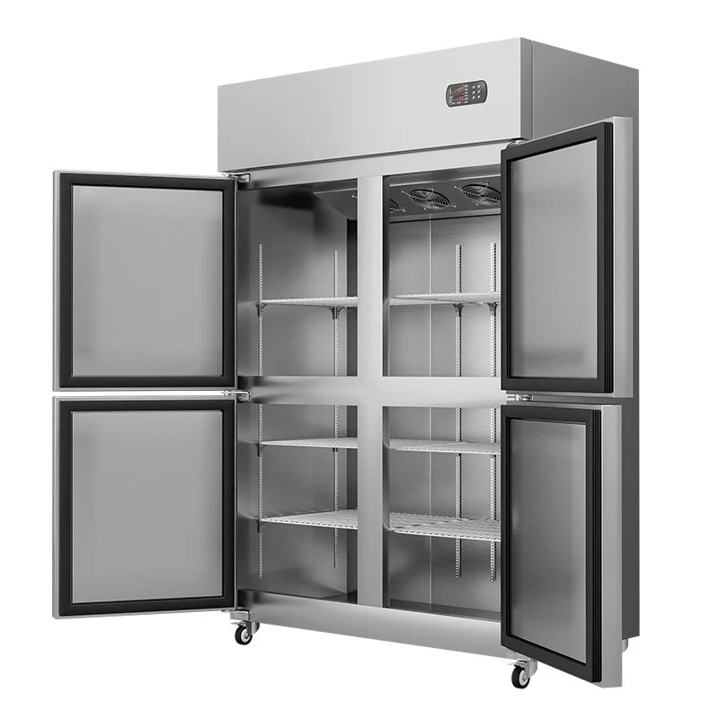 Commercial 4 Door Stainless Steel Hotel Restaurant Kitchen Vertical Fridge Deep Freezer Refrigerator