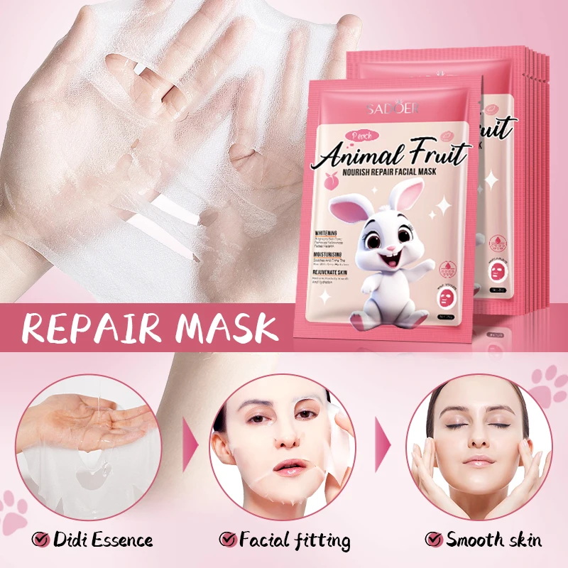 OEM SADOER Private Label Beauty Fruit Face Maskss Mascarillasl Facial Mask moisturizes hydrates cartoon themed Facial mask