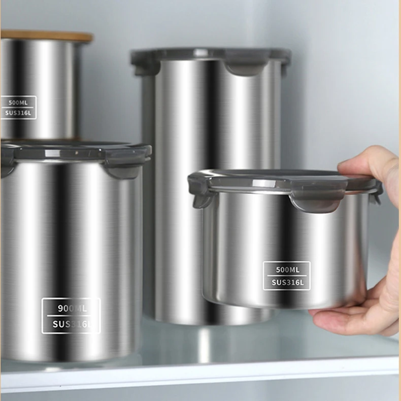 Stainless Steel Sealed Tank Food Grade Coffee Storage Canister Kitchen Cereals Miscellaneous Grains Coffee Bean Tea Can