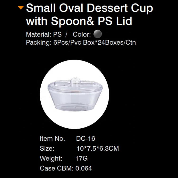 Oval Parfait Dessert Cup Box Plastic Bowls HK Cups & Saucers Transparent High Quality Pp/ Ps Pet Disposable with Lid Cover Party