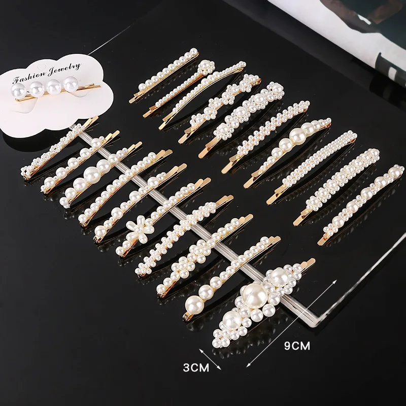 New Fashion Korean Style Women Handmade Pearl HairPins Set Luxury Bow Heart Shape Hair Clips Claw For Girls