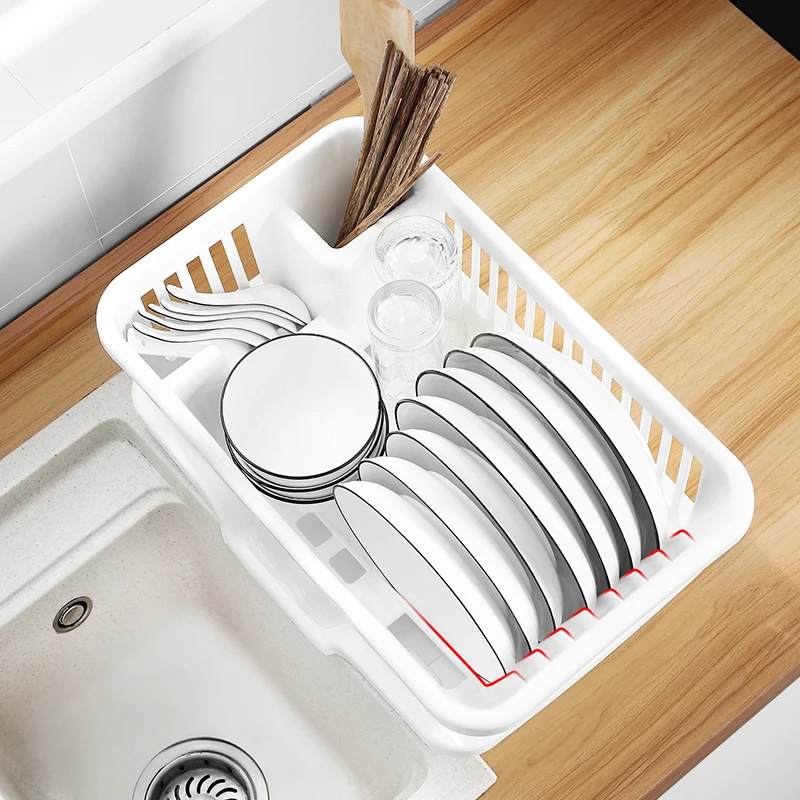Plastic Kitchen Organizer Dish Drying Rack Sink Dish Rack Stand Plate Tableware Drain Basket Rack Holder