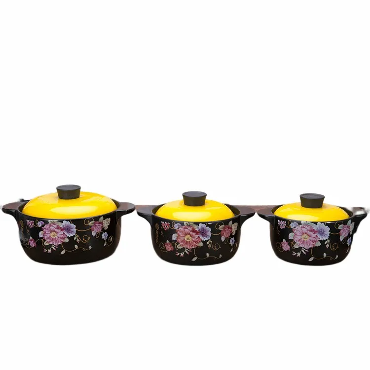 Ceramic Nutrition Healthy Casserole Heat-resistant Rimmed Double Ears Soup Pot