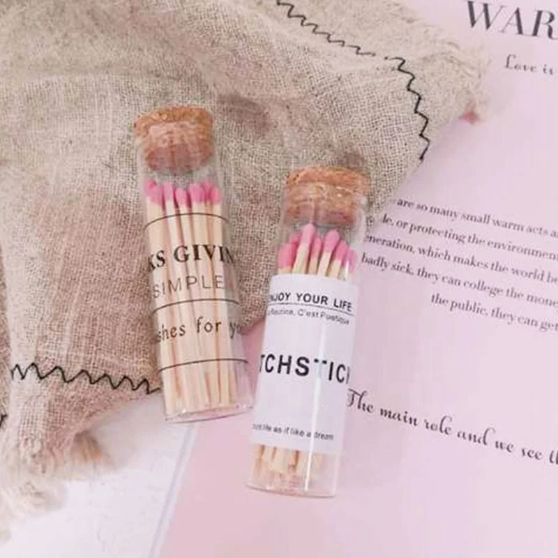 Custom High quality bottle apothecary safety hotel glass match jar wooden printed wholesale price prompt matches in glass jar