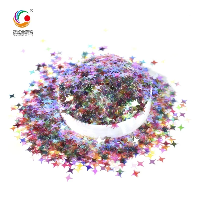 GH9641 Wholesale Chunky Eco-friendly Biodegradable Mixed Sizes Star Shape Cloud Blue Glitter Powder For Plastic Leather