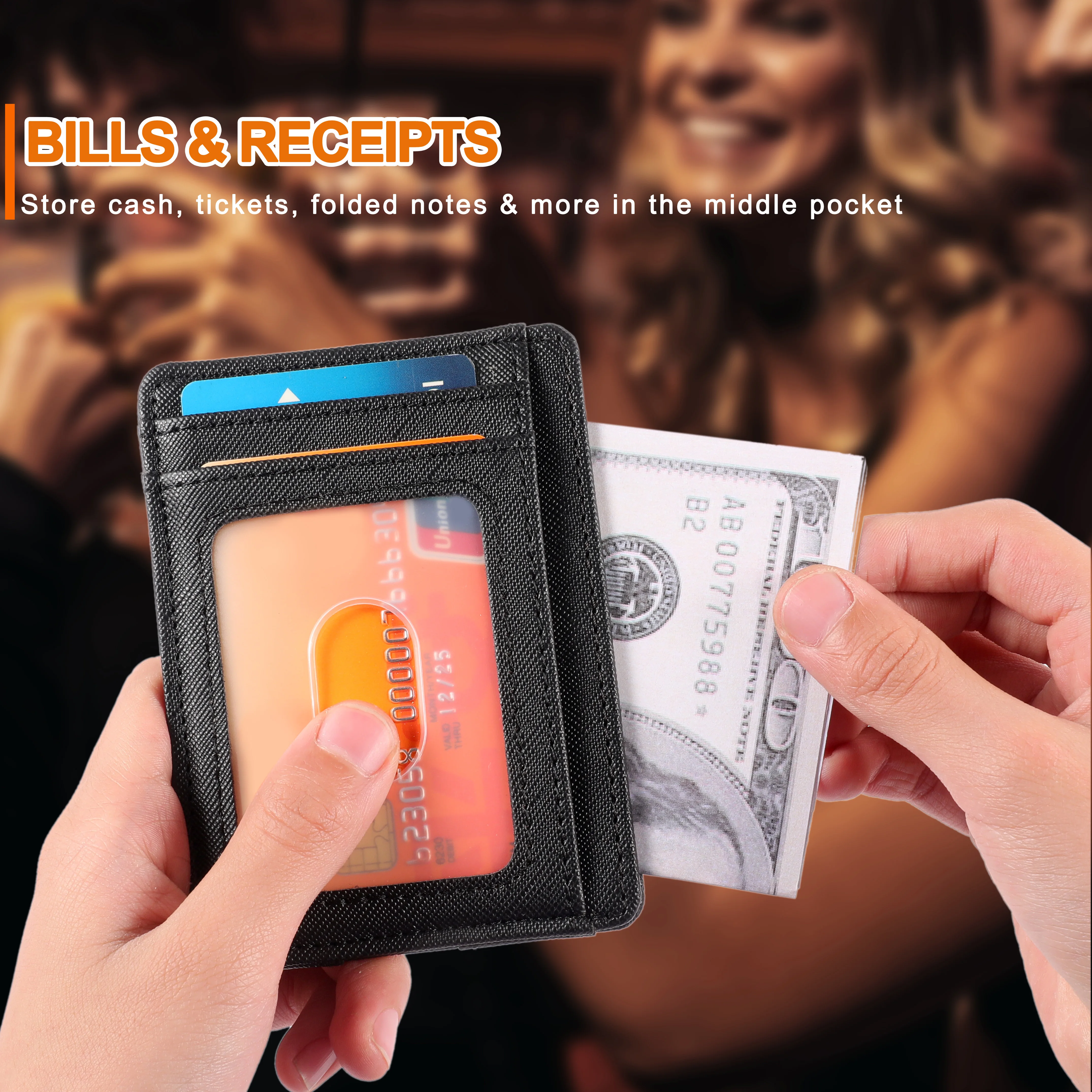 Custom Handmade Mens Slim Minimalist Card Protecting RFID Blocking Credit Wallet Card Holder Leather Purse card holders