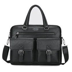 14 Inches Waterproof Custom Men Travel Business Leather Laptop Bag Briefcase