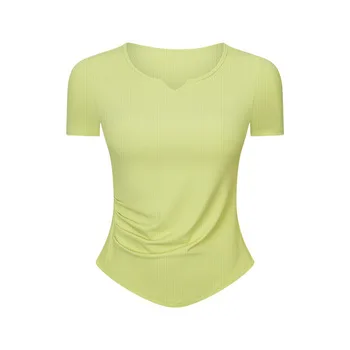 Summer Nude Short-sleeved Top Twisted Knot Hollow Slim T-shirt Square Neck Breathable Back Sports Yoga Top