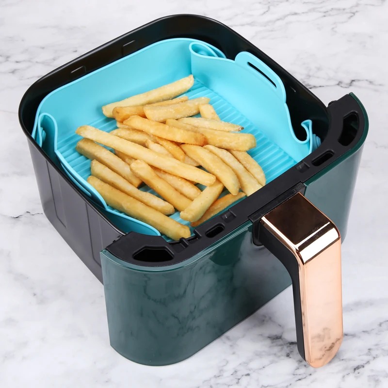 Customized Baking Tool Reusable Air Fryer Mats Collapsible Non-Stick Tray Pan Silicon Air Fryer Liners