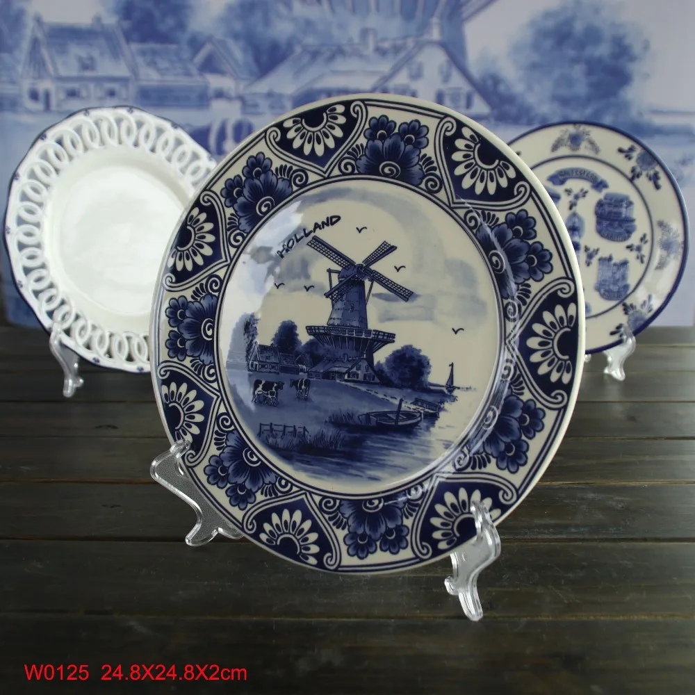 1975 vintage - Royal Delft - Porceleyne Fles - Delft Blue plate with decoration  Handpainted Windmill
