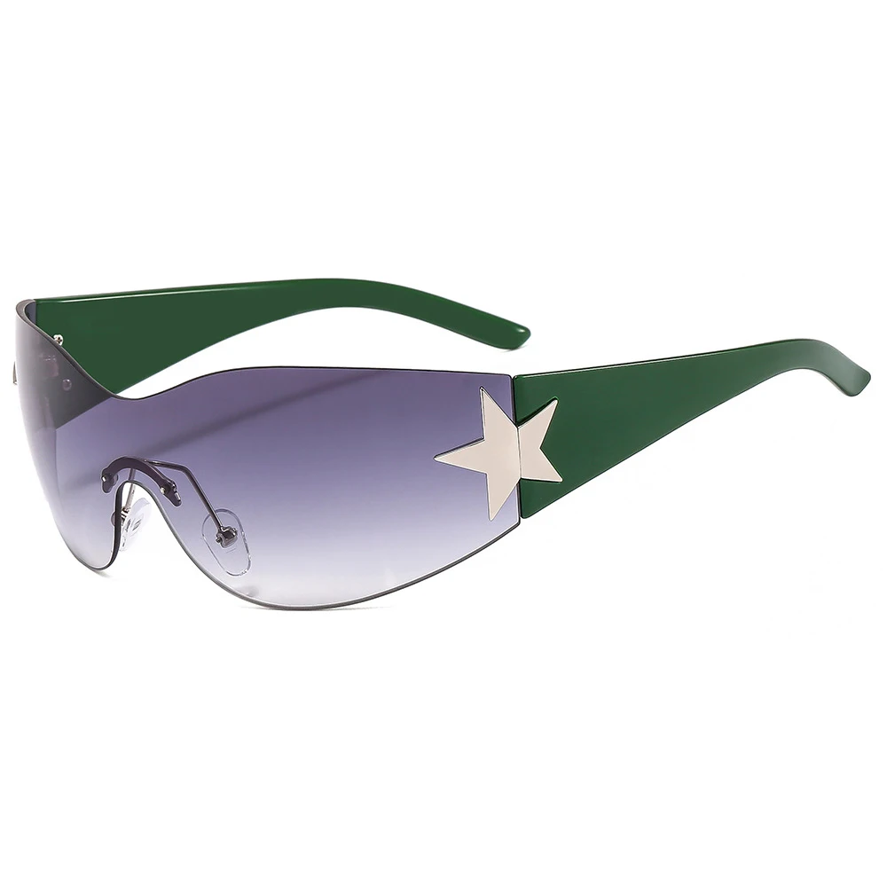 2024 Y2K Star Sunglasses  Vintage One-Piece Sunglasses Oval Y2k Sun Glasses Sports Trendy Eyewear Shades Sunglasses Women Men