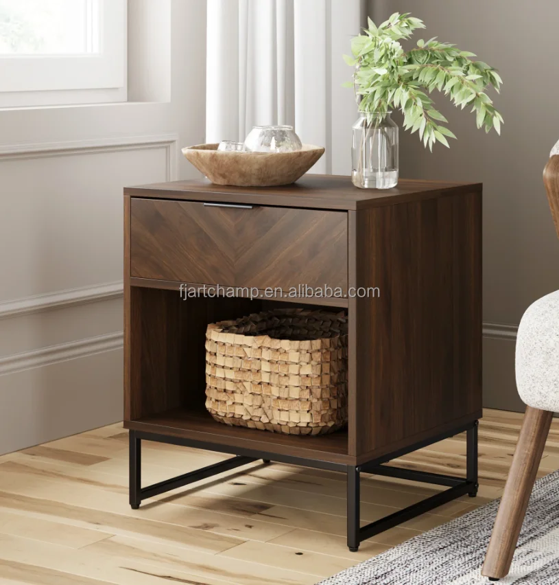 Vintage Furniture Bedroom Floating Wooden Nightstand Wall Mounted Lamp Bedside Table