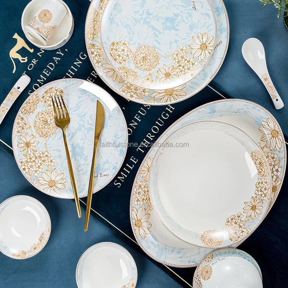 custom modern luxury glaze ceramic porcelain plates bowls sets dinnerware tableware