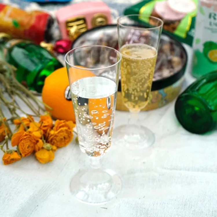 Champagne wine goblet wholesale 5.5oz Plastic Wine Cups Champagne Flutes Party Catering Clear Plastic Disposable
