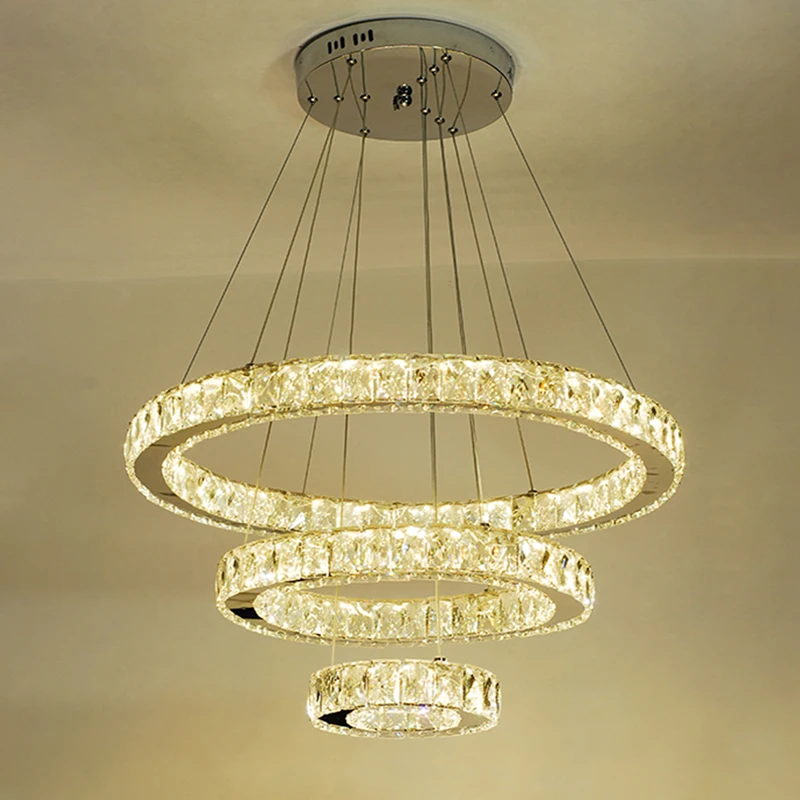 Nordic Style Simple Brass Fashion Metal Led Chandelier K9 Crystal Pendant