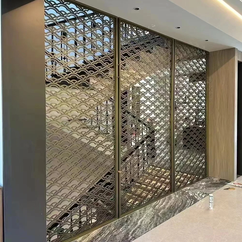 Reusable office restaurant design decoration interior metal privacy fence panel room divider screens wall room divider partition