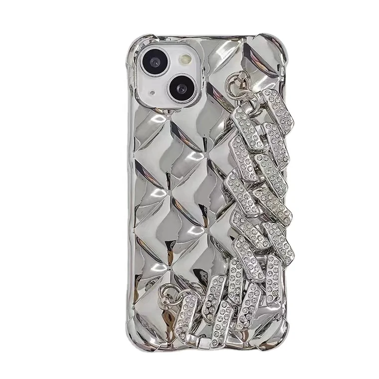 Luxury Rhinestones Wrist Bracelet Chain Korean  Glitter  Tpu Phone Case For Samsung Galaxy S21 Plus S22 Ultra Cover