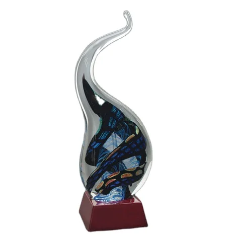 
Noble Newest Design Hand Blown Glass Home Decoration Gift Art Glass Trophy 
