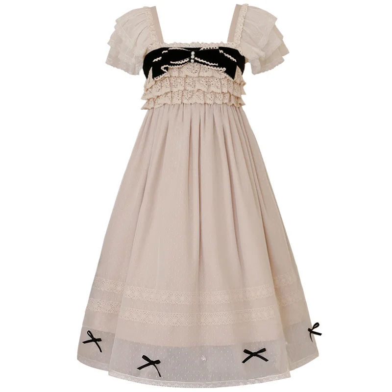 Empire design op lace bow long apron strawberry lolita  gothic lolita dress adult lolita dress