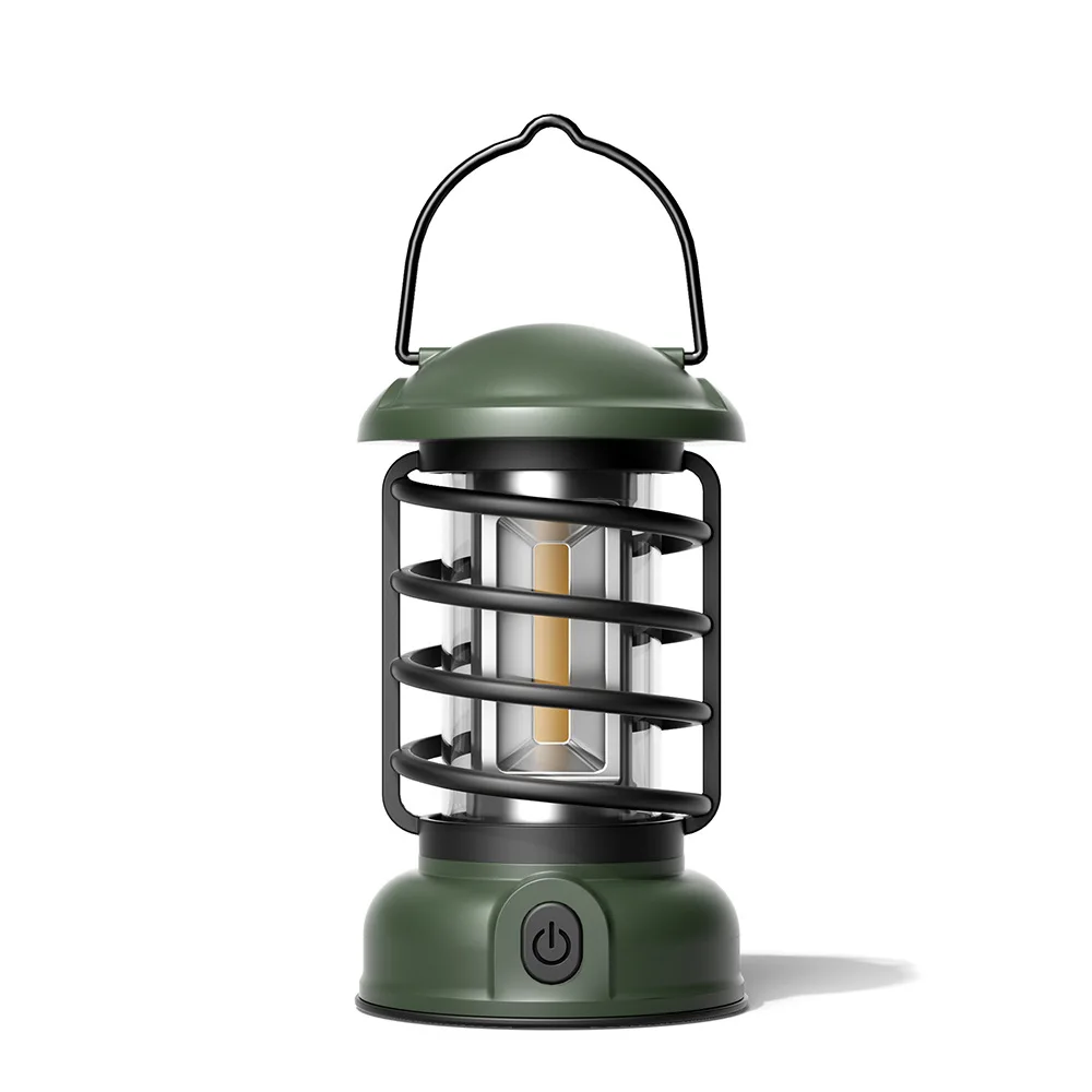 Portable Waterproof Tent Light Rechargeable Retro Metal Camp Lantern for Outdoor Camping