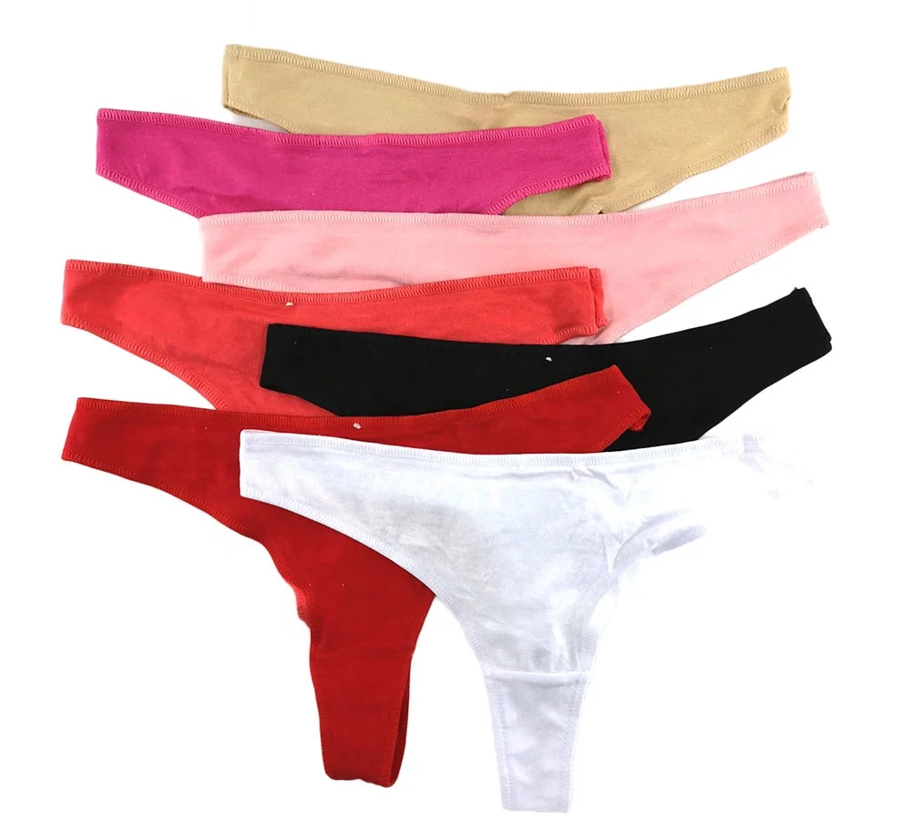 Classic solid color soft wear cotton crotch low waist bikini custom women panties thong