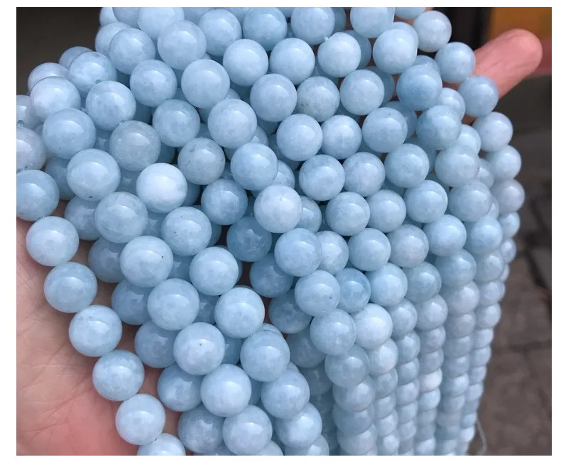 Wholesale Natural Polished Loose Round Matte Faceted Beads Dyed Blue Colour Quartz Aquamarine for Jewelry Making Chakra Bracelet