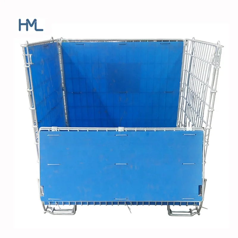 Металлический Штабелируемый складной Гальванизированный сварной Сетчатый Контейнер для хранения ПЭТ