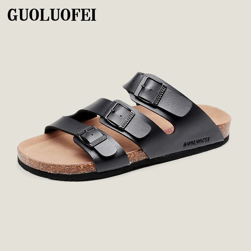 custom flat open toe slip-on soft slides shoes flat cork slippers for women