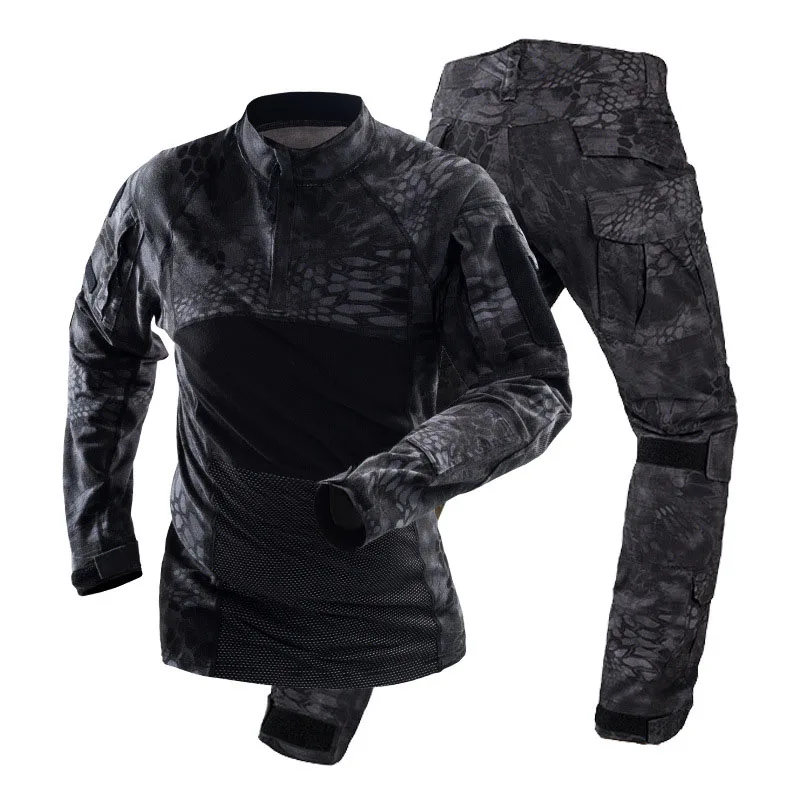 new style Long Sleeve Black Python Frog Army Military Uniform Camo Frog Suits Black